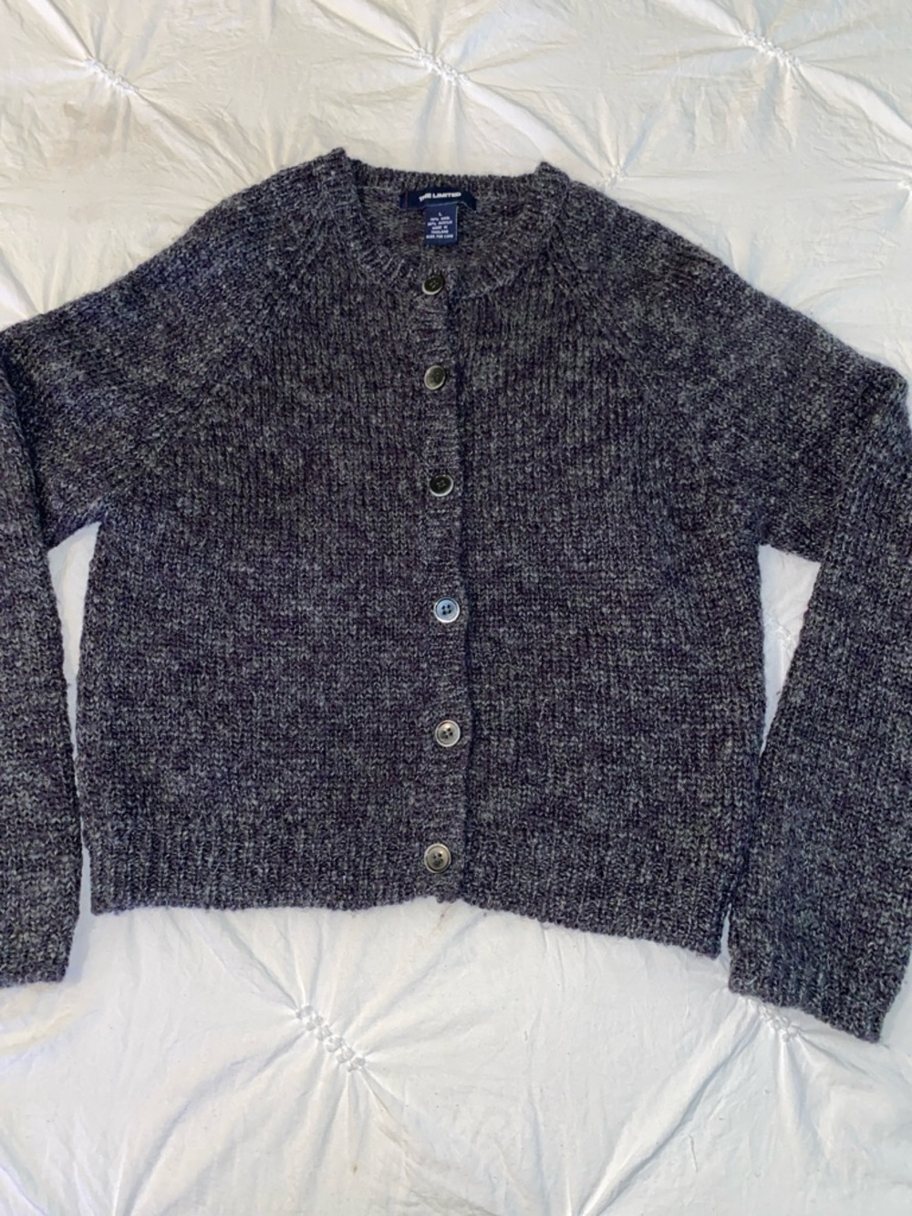 The Limited Wool Charcoal Blue Heather Button-Up Knit Cardigan